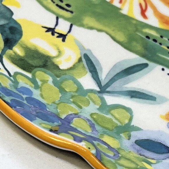 Anthropologie DODI Saucer Handpainted Peacock Design - Picture 8 of 12